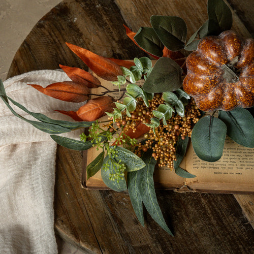 20" PUMPKIN & EUCALYPTUS PICK