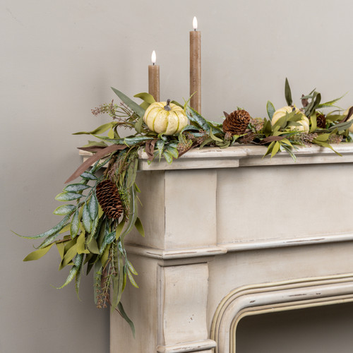 6' CREAM PUMPKIN & FOLIAGE GARLAND