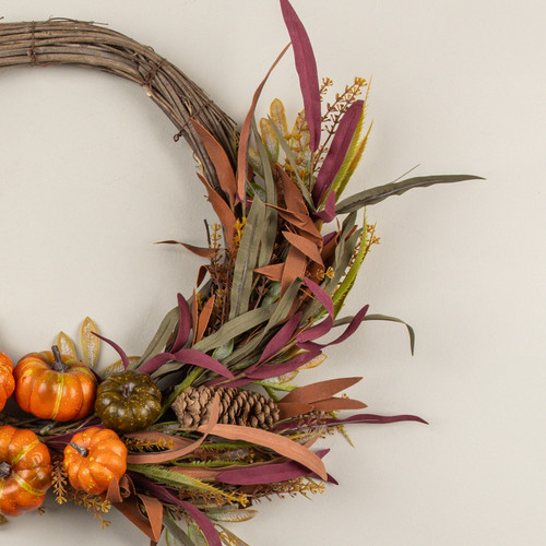 28" ORANGE PUMPKIN & FOLIAGE WREATH