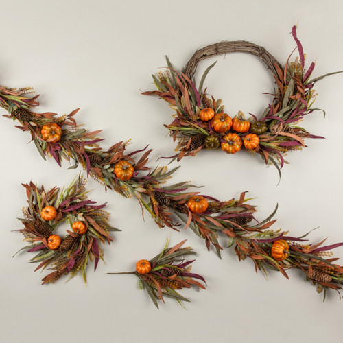 16" ORANGE PUMPKIN & FOLIAGE PICK