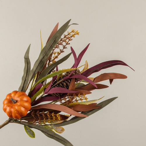 16" ORANGE PUMPKIN & FOLIAGE PICK