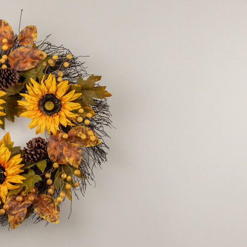 22" AUTUMN SUNFLOWER FIELDS WREATH