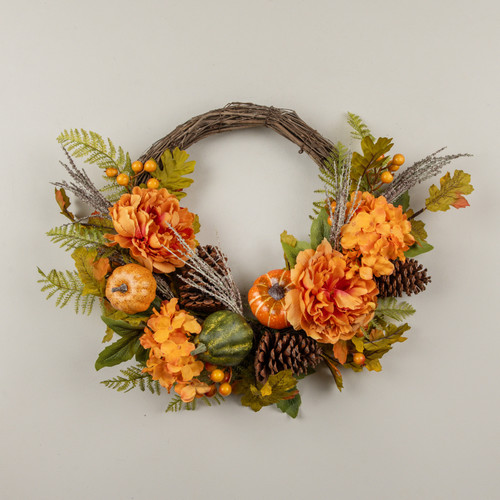 20" ORANGE HYDRANGEA & PEONY WREATH