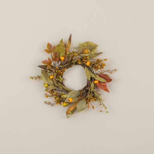 12" FALL FOLIAGE & PUMPKIN CANDLE RING