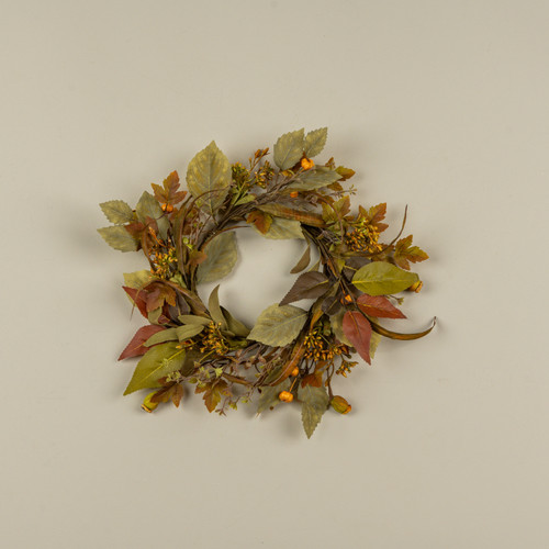 14" FALL FOLIAGE & PUMPKIN CANDLE RING
