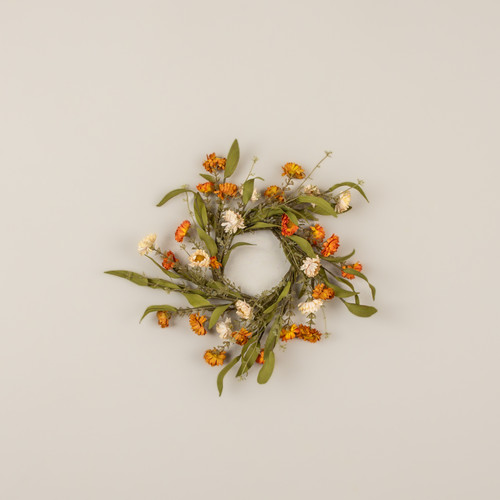 14" ORANGE & YELLOW WILD DAISY CANDLE RING