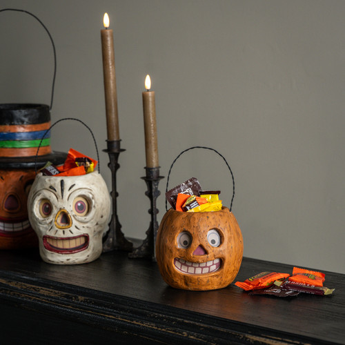5" JACK-O-LANTERN CANDY CONTAINER W/ HANDLE
