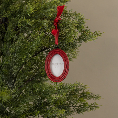 RED OVAL FRAME ORNAMENT