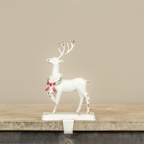 8" WHITE REINDEER STOCKING HOLDER