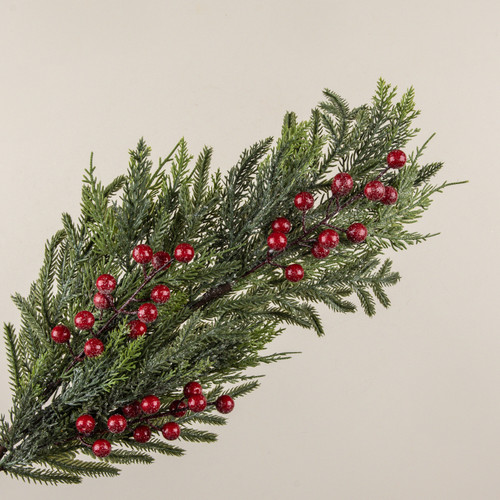 28" GLITTERED PINE & RED BERRY SPRAY