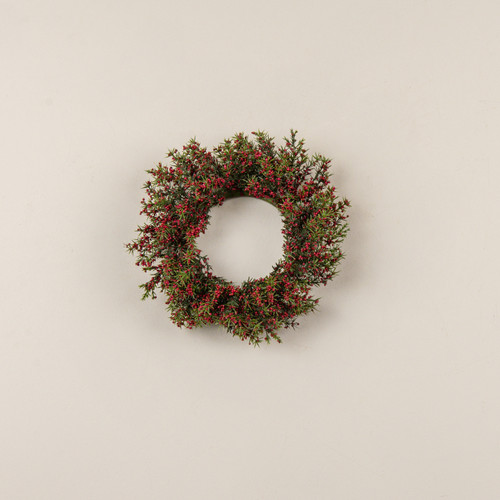 9.5" ASPARAGUS FERN & BERRY CANDLE RING