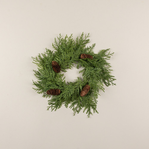 16" CEDAR W/ PINECONE CANDLE RING