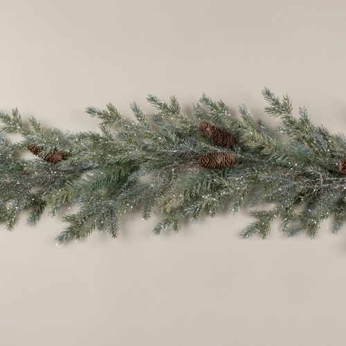 6' GLITTERED PINE & TWIG GARLAND