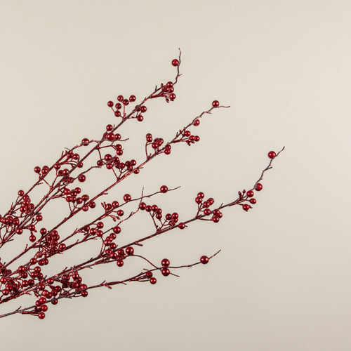 35" GLITTERED RED BERRY BUSH