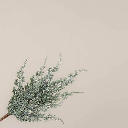 18" GLITTERED WHITE CYPRESS SPRAY