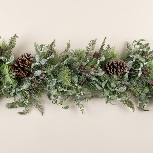 5' FROSTED PINE, HEMLOCK & MISTLETOE GARLAND