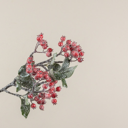 24" GLITTERED RED BERRY SPRAY