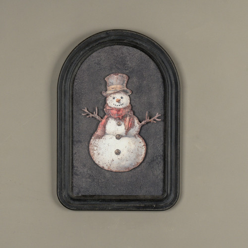 12" RED SCARF SNOWMAN METAL SIGN
