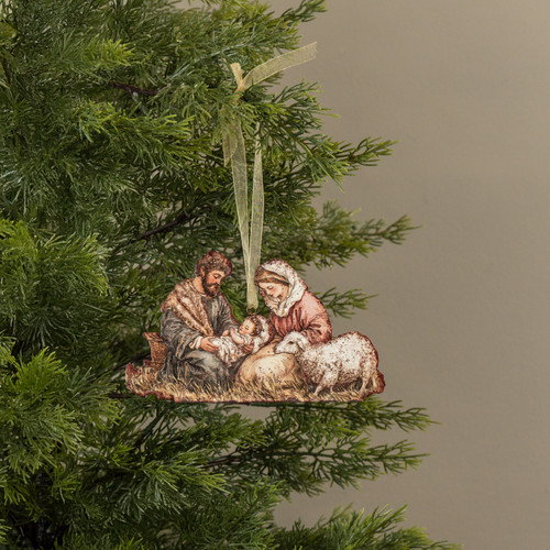 7" NATIVITY METAL ORNAMENT
