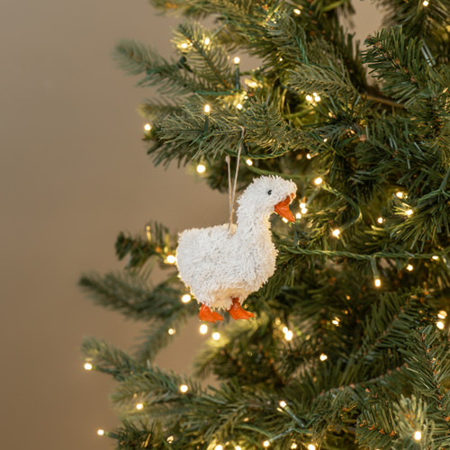 5" STANDING FLUFFY GOOSE ORNAMENT