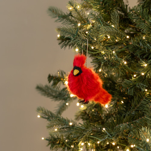 4.5" FLUFFY CARDINAL ORNAMENT