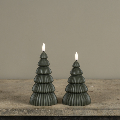 6" NOBLE DARK GREEN TREE 3D FLAME CANDLE