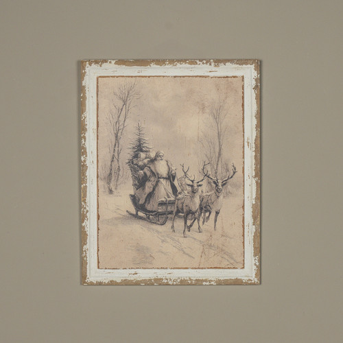 20" SLEIGHRIDE SANTA IN FOREST PRINT