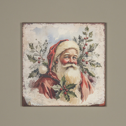 18" HOLLY SANTA PRINT