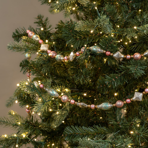 6' PASTEL BEADED GARLAND W/ GOLD GLITTER