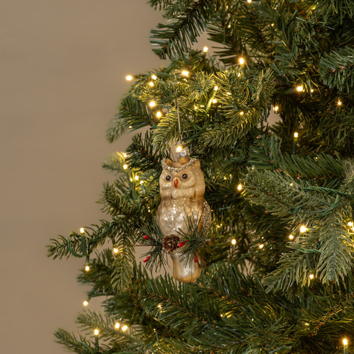 OWL W/ GLITTERED WINGS ORNAMENT