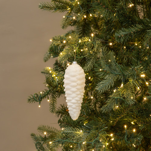 FROSTED WHITE PINECONE ORNAMENT