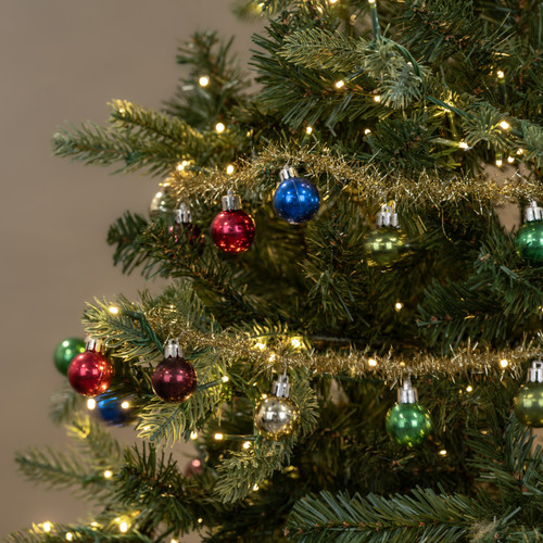 6' RED, GREEN, & GOLD BALLS ON GOLD TINSEL