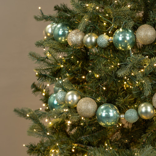 6' GREEN & SILVER BALL GARLAND