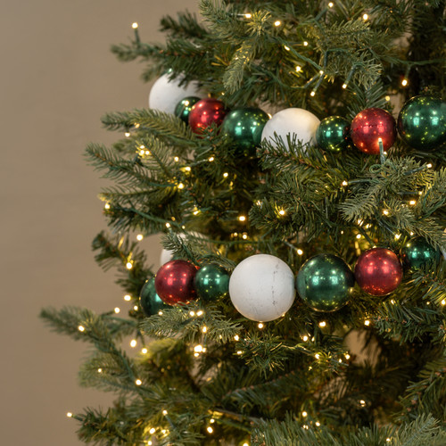 6' RED,GOLD, GREEN & WHITE BALL GARLAND