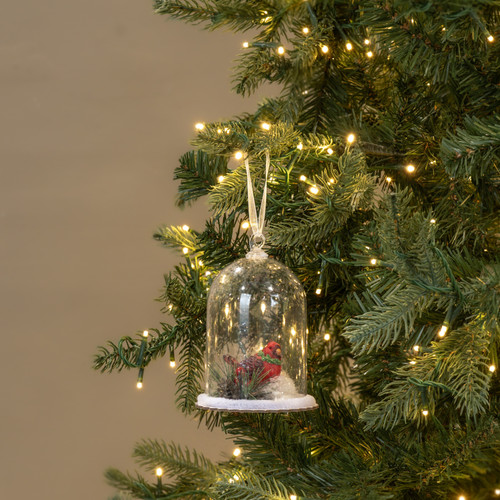CARDINAL IN GLASS DOME ORNAMENT