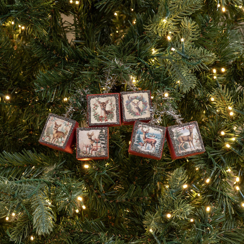 SET/ 6 DEER ORNAMENT BOXES
