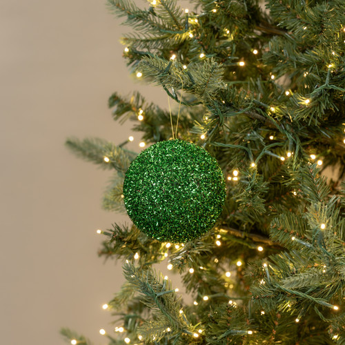 5" GREEN TINSEL BALL ORNAMENT