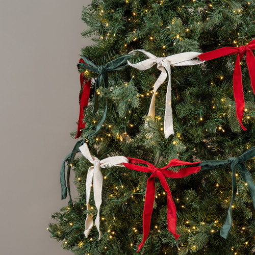 9' RED, WHITE & GREEN BOW GARLAND