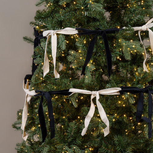 9' BLACK & WHITE BOW GARLAND