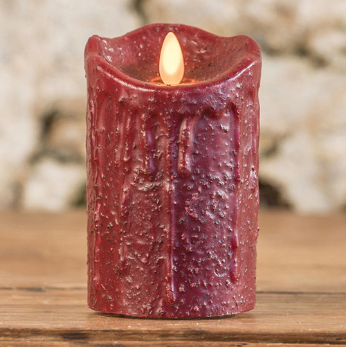 4.75" CRANBERRY MOVING FLAME PILLAR CANDLE