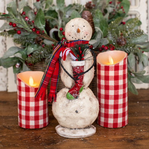 10.50" SNOWMAN W/ CANDYCANE FILLED STOCKING