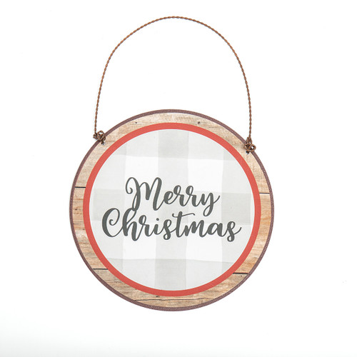 MERRY CHRISTMAS GREY CHECKED ORNAMENT