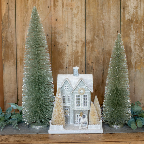 18" SILVER SPARKLE BRISTLE BRUSH TREE Ragon House