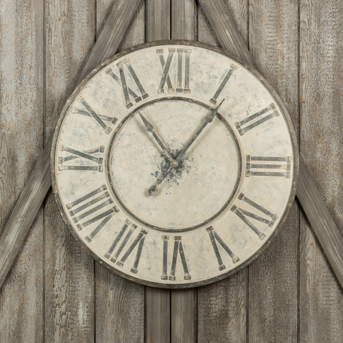 39" AGED WHITE ROMAN NUMERAL WALL CLOCK*