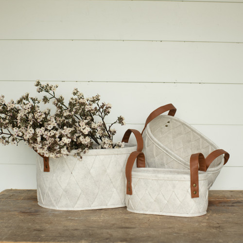 SET/ 3 OVAL FELT BASKETS