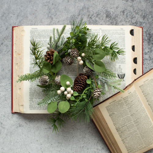 9" PINE, BERRIES & CONES WREATH