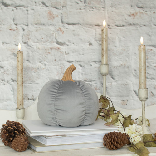 7" GREY FABRIC PUMPKIN