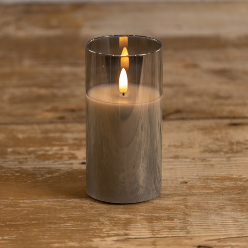 6" CHARCOAL GLASS 3D FLAME CANDLE