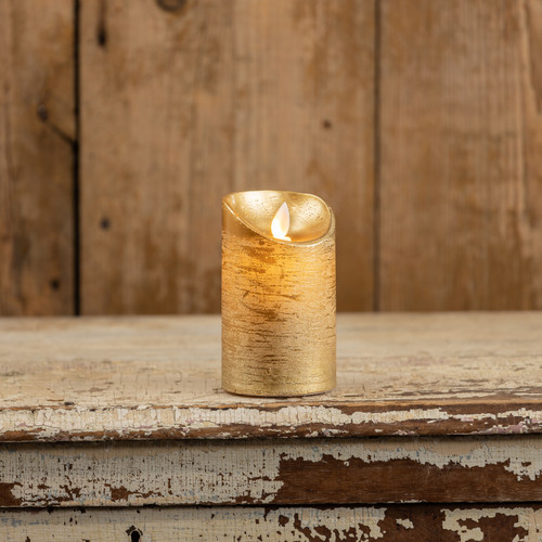 5" MOVING FLAME GOLD PILLAR CANDLE