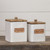 SET/ 2 COPPER & WHITE SQUARE CANISTERS